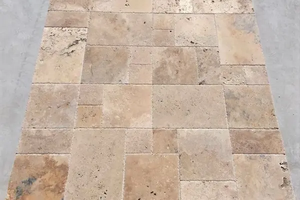 Brushed & Chiselled Edge Travertine Mix Comm. Pattern Set x 1,2cm